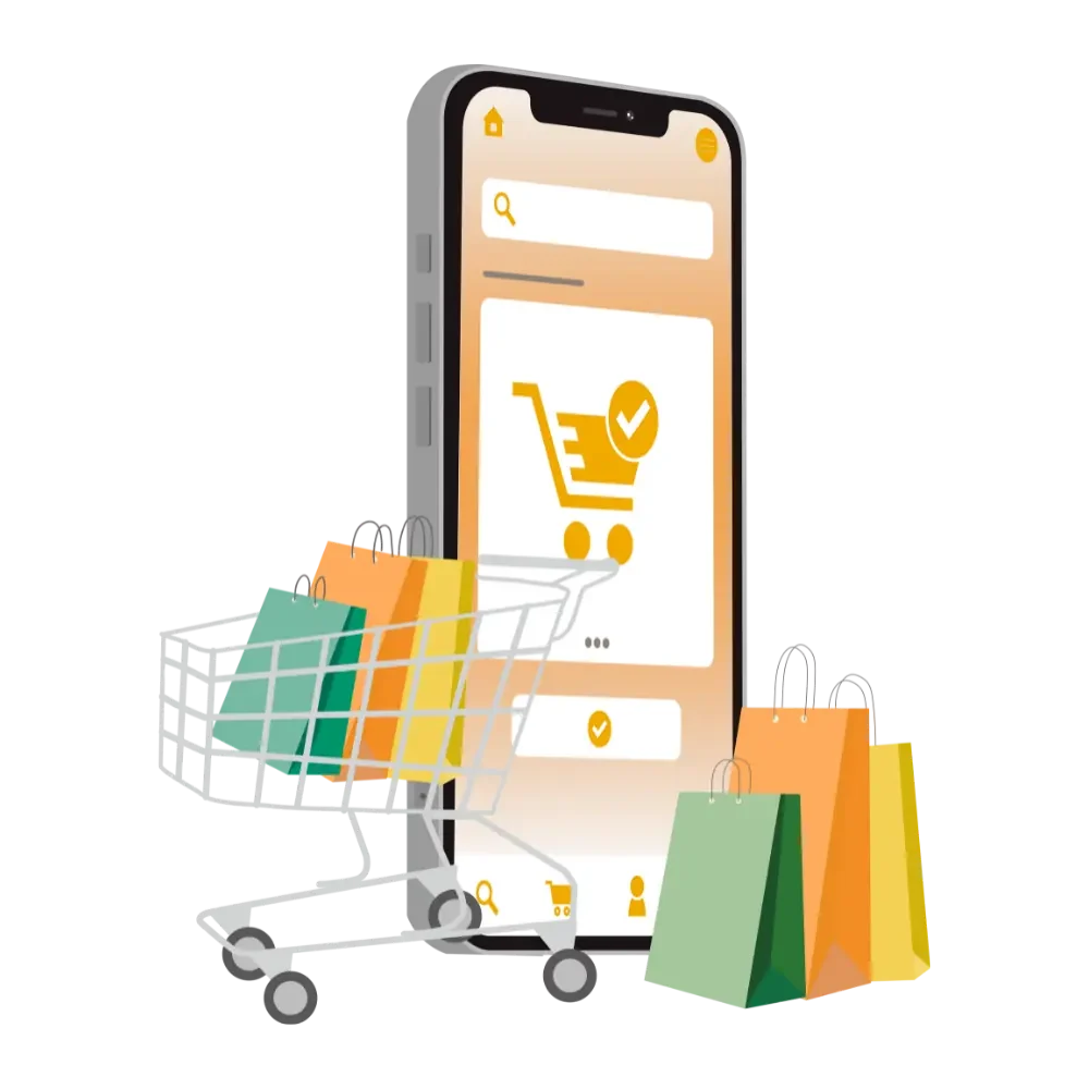 Illustratie van een ondernemer die profiteert van een professionele webshop voor meer bereik, omzet en klanttevredenheid - vak web